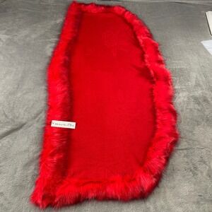 BEAUTELICATE Red Faux Fur Trim Scarf Shawl Rose Pattern Luxury Wrap Holiday Gift